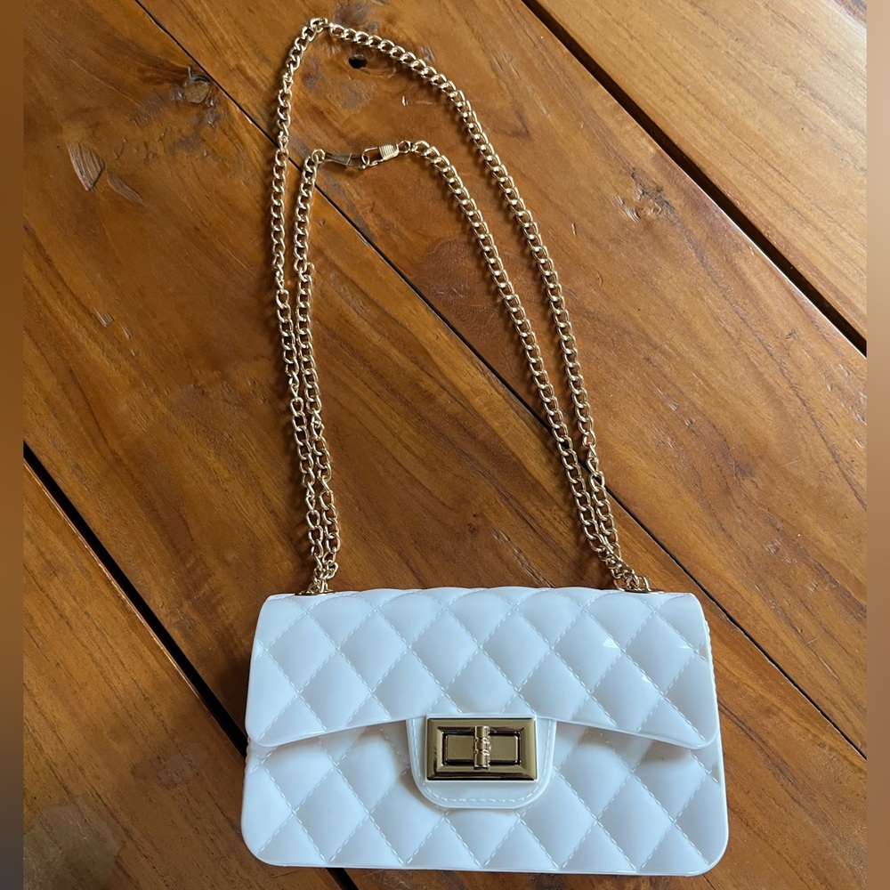 White vinyl mini purse